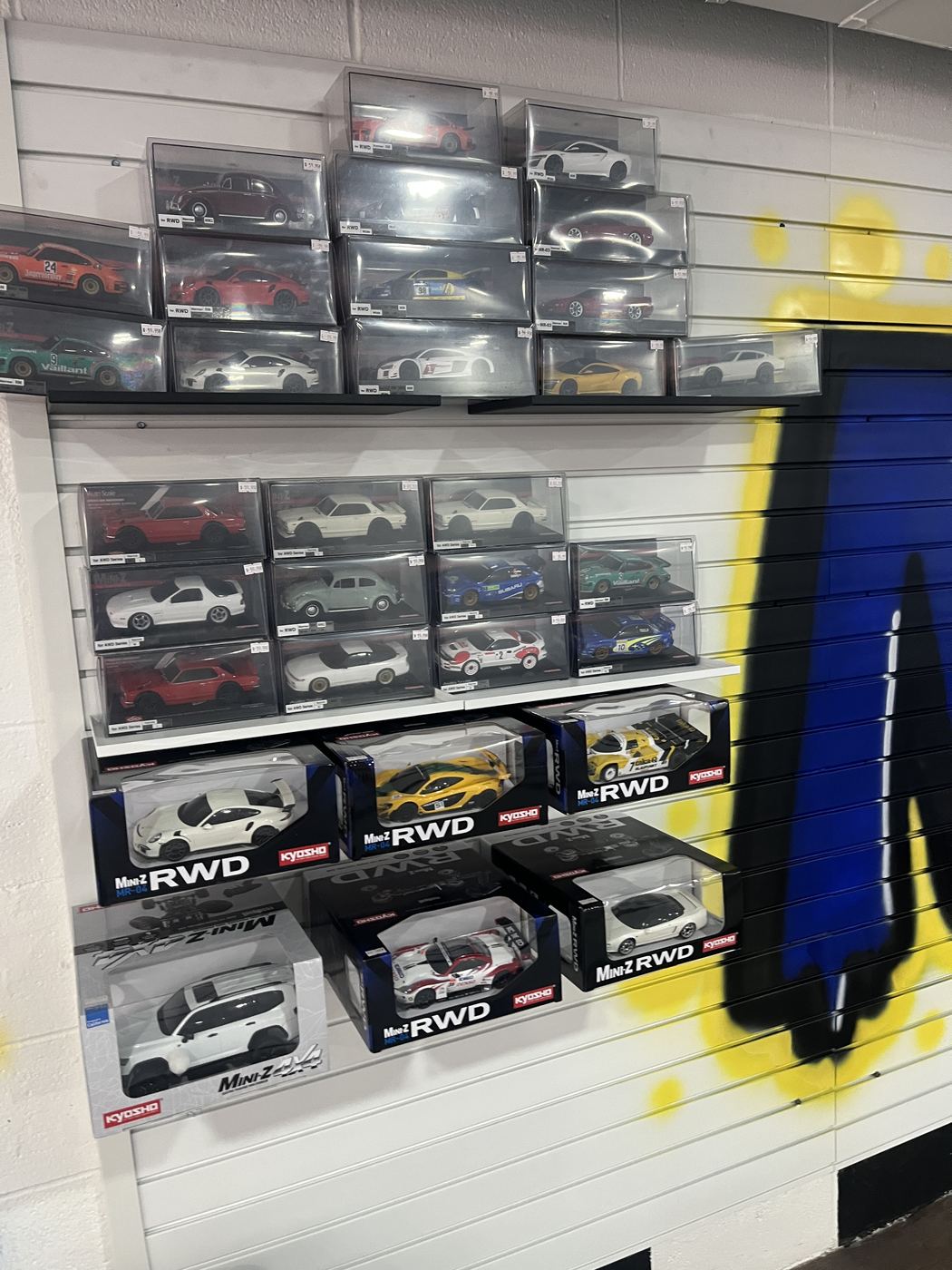 Kyosho Mini-Z cars on display at SC2NY RC Shop
