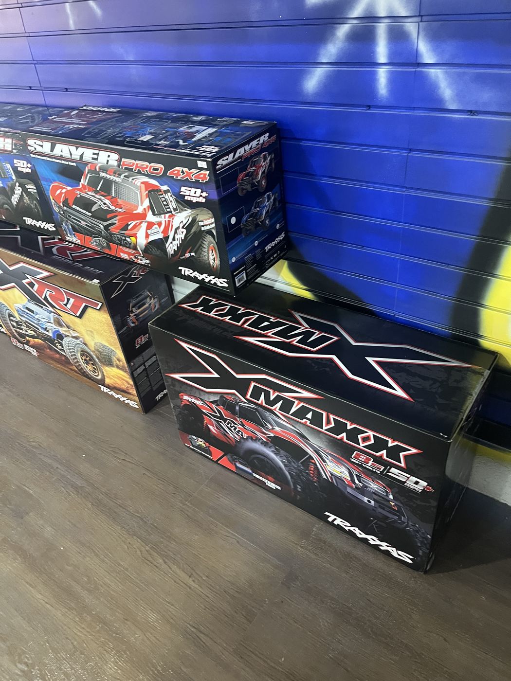 Traxxas X-Maxx and Slayer RC trucks at SC2NY RC Shop