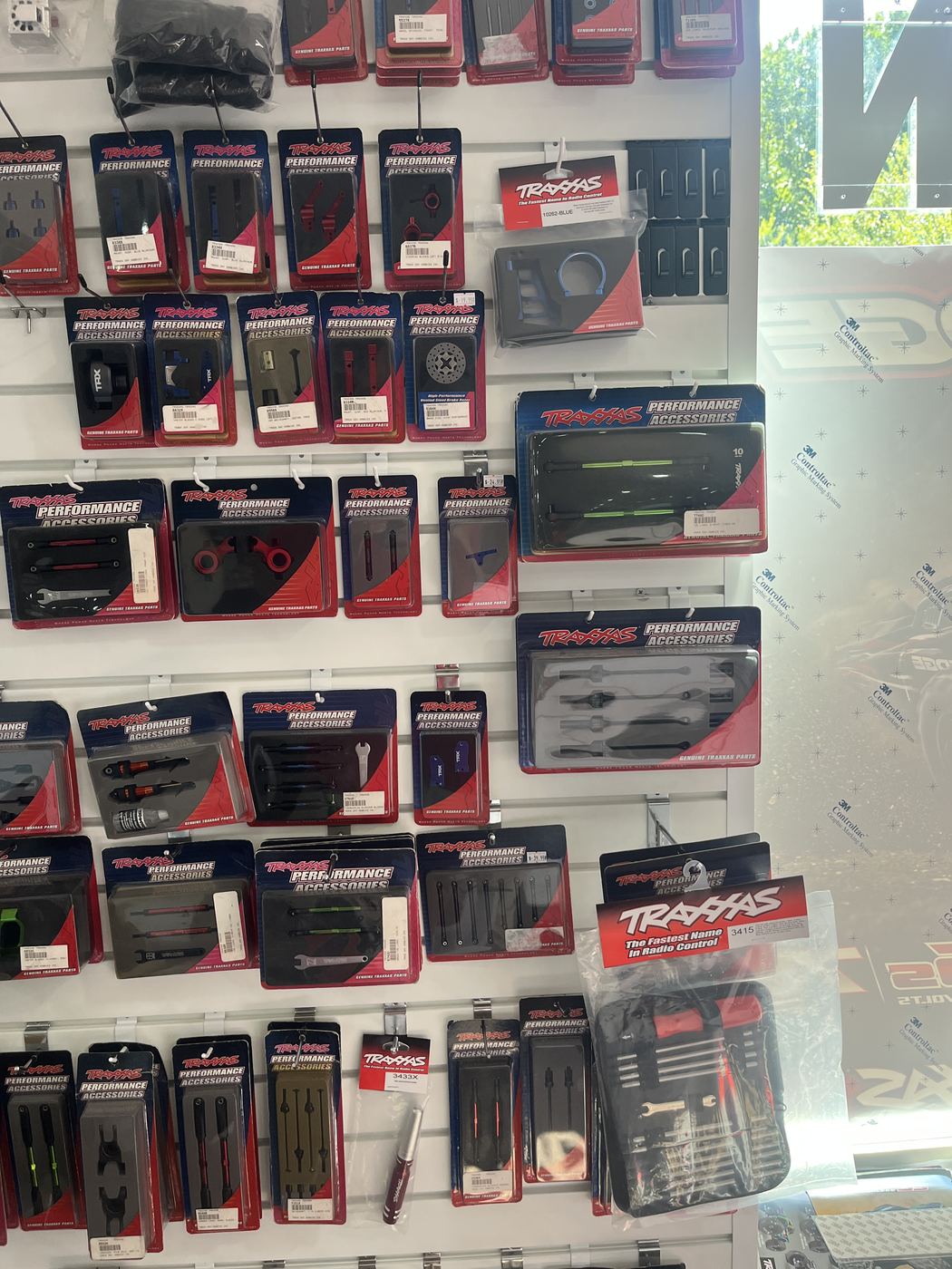 Traxxas RC parts wall at SC2NY RC Shop