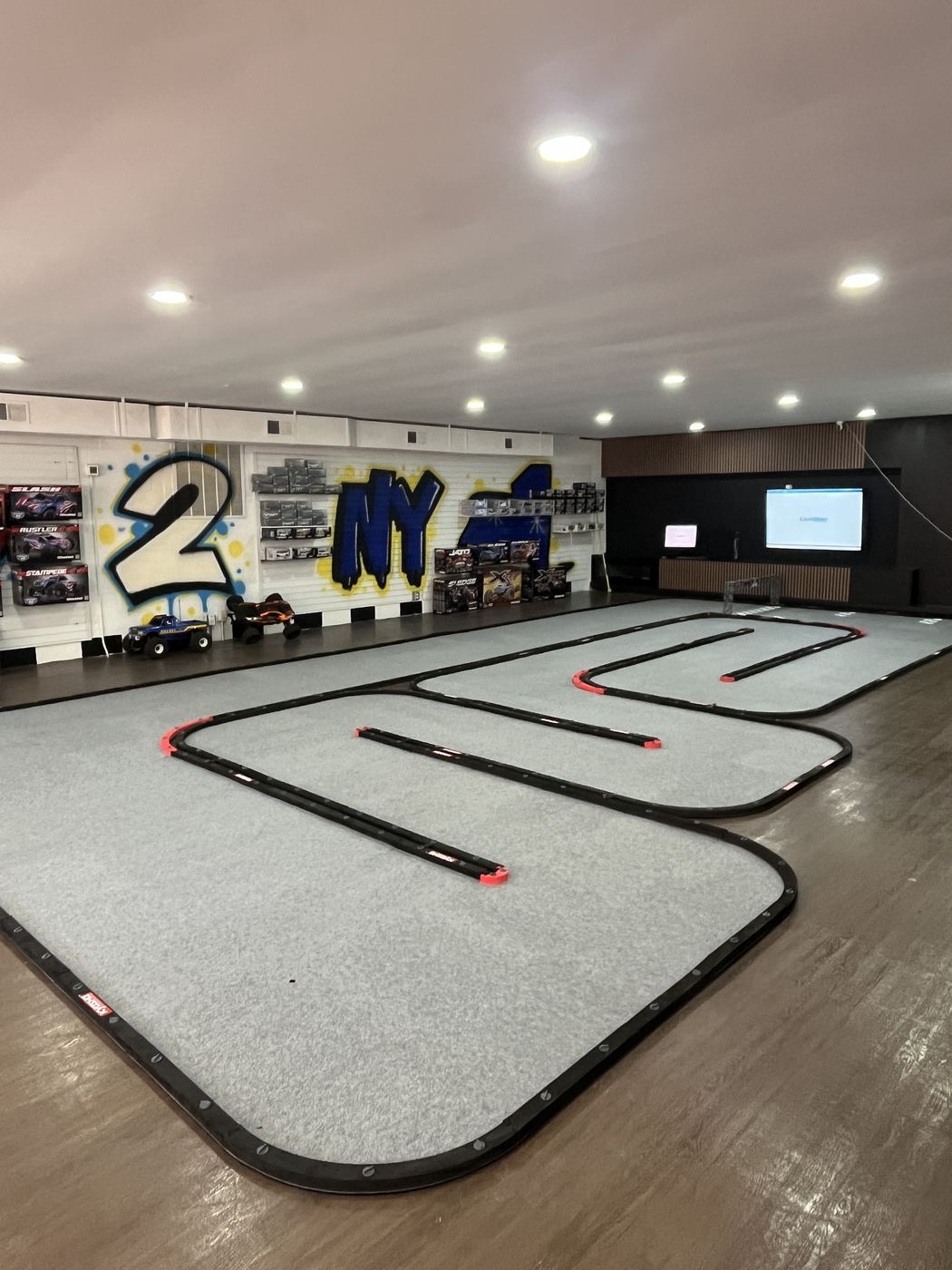 Indoor RC carpet race track at SC2NY RC Shop in Rock Hill